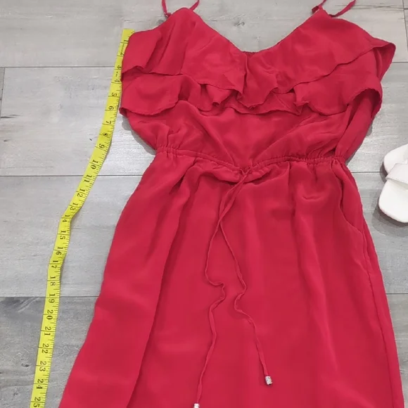 Red Sleeveless Ruffle Dress - Picture 1 of 4